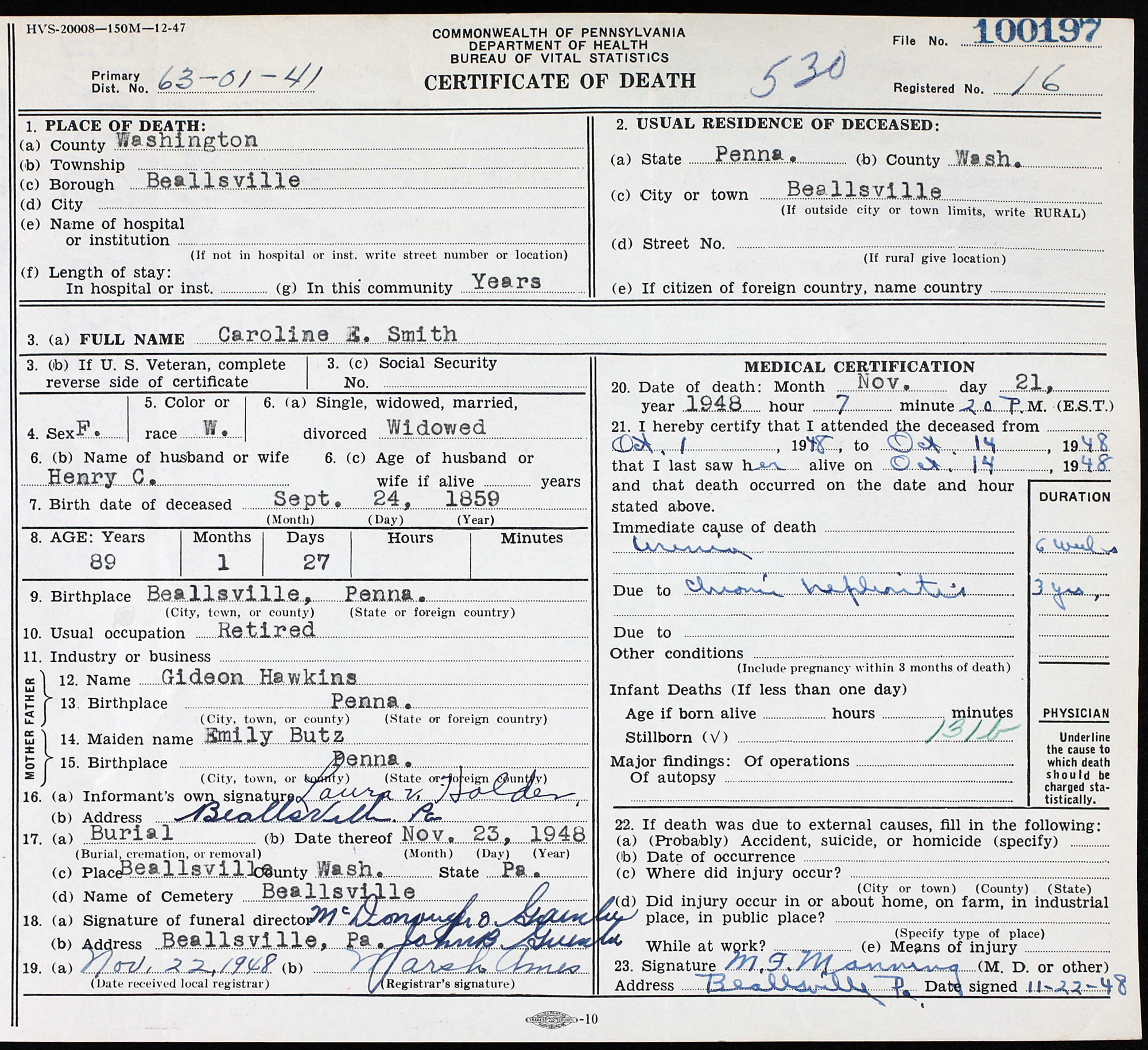 death certificate